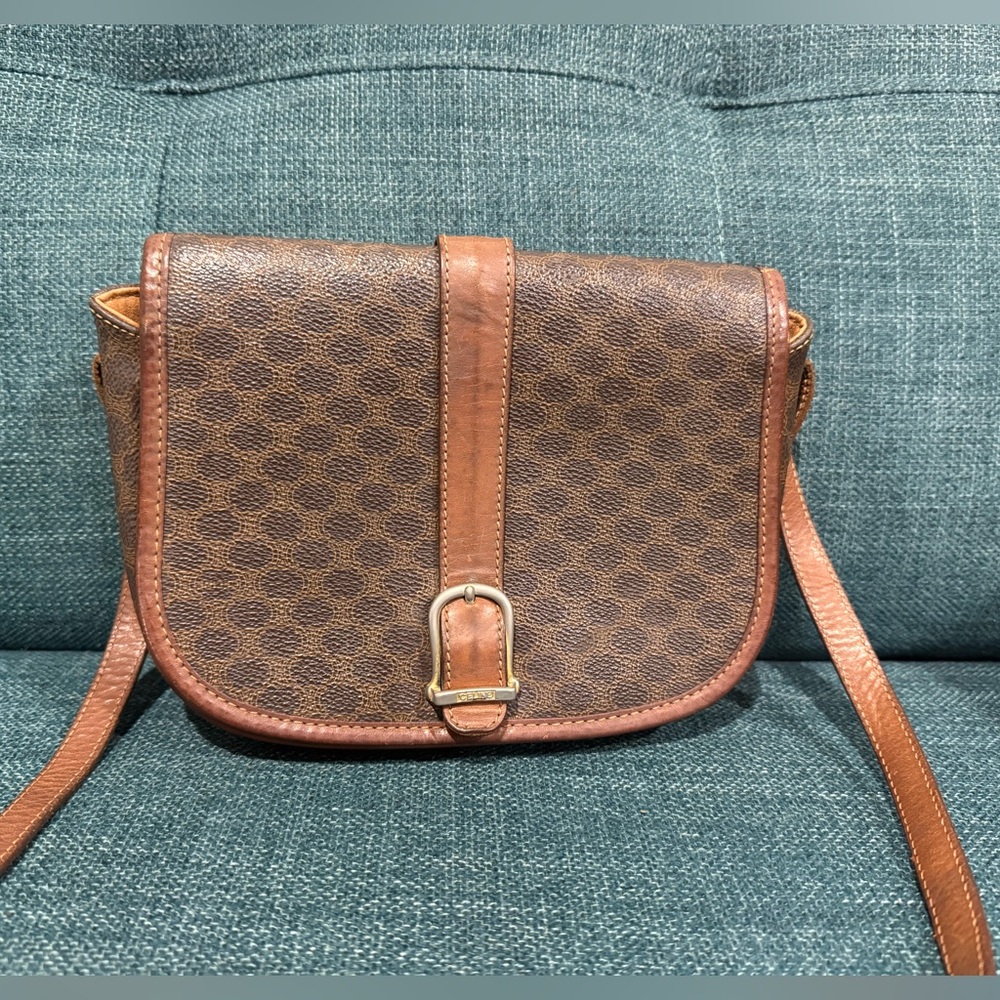 Celine Brown Patterned Crossbody Bag